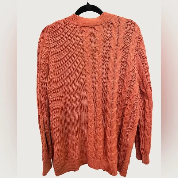 CUPCAKES AND CASHMERE | Cable-Knit Button Cardigan in Rust Orange - Picture 2 of 8